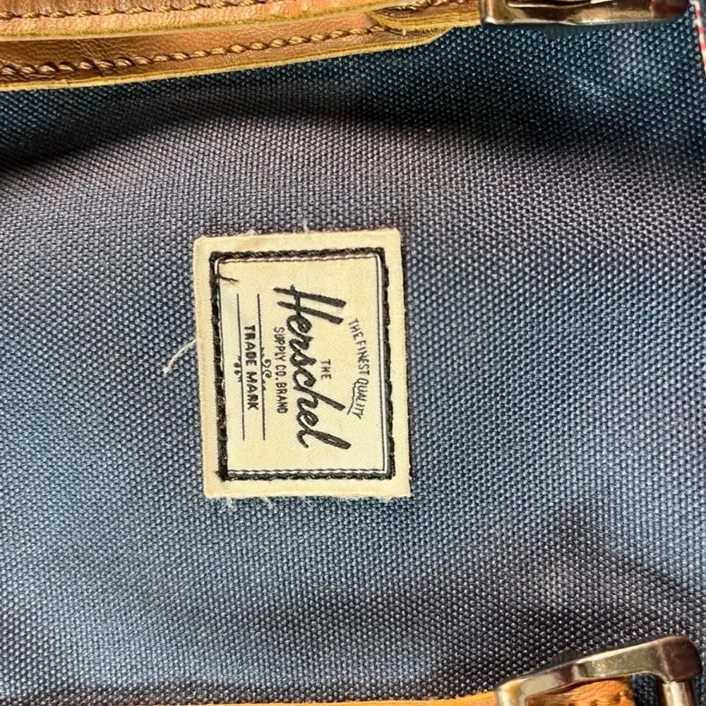 Herschel Supply Co Little America Backpack Navy Blue Tan Straps Travel Bag